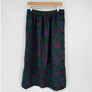 Point of View Vtg Jewel Toned Floral Straight Midi Skirt Women's 16 - Union Made